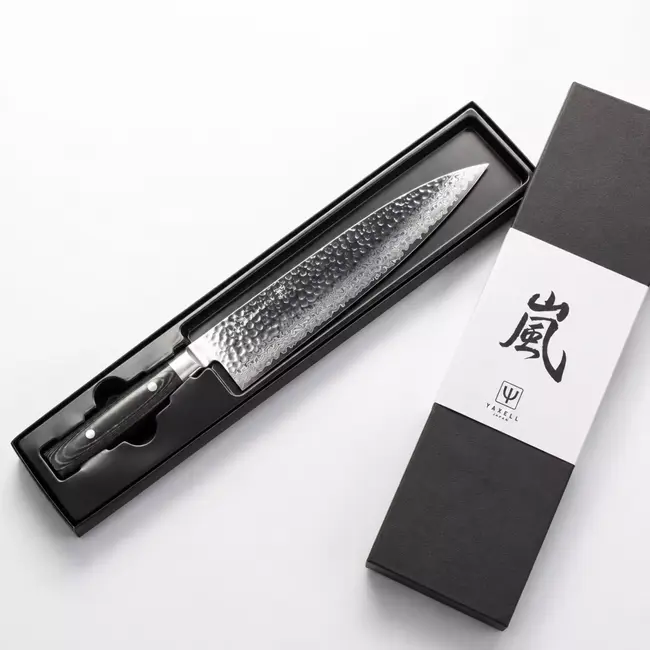Yaxell Zen Koksmes 24 cm – 37 Lagen Damaststaal – Canvas-Micarta Heft