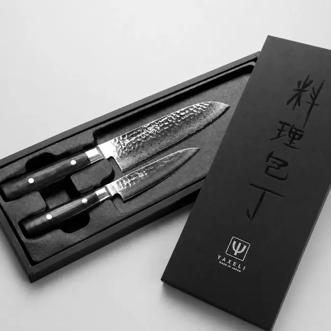 Yaxell Zen Messenset – 2-delig – Santokumes 16,5 cm en Universeel mes 12 cm – 37 Lagen Damaststaal – Canvas-Micarta Heft
