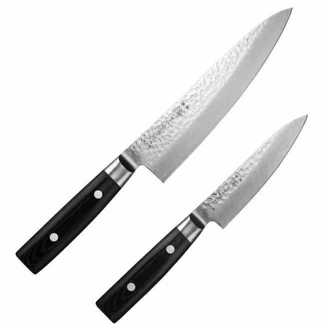 Yaxell Zen Messenset – 2-delig – Koksmes 20 cm en Universeelmes 12 cm – 37 Lagen Damaststaal – Canvas-Micarta Heft