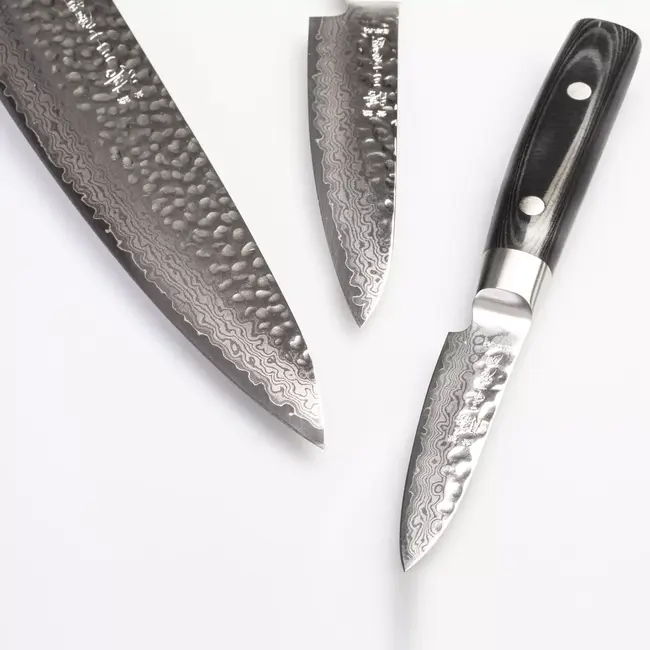 Yaxell Zen Messenset – 3-delig – Koksmes 20 cm, Universeel mes 12 cm en Schilmes 8 cm – 37 Lagen Damaststaal – Canvas-Micarta Heft