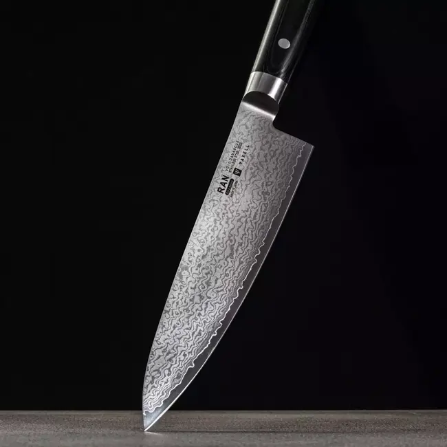 Yaxell Ran Koksmes 20 cm – 69 Lagen Damaststaal – VG10 Staal – 61 HRC – Canvas-Micarta Heft
