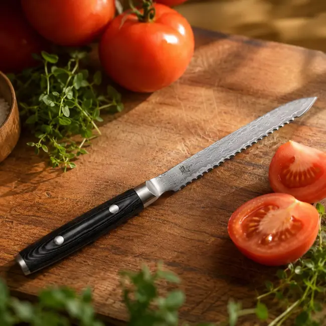 Yaxell Ran Tomatenmes 14 cm – 69 Lagen Damaststaal – VG10 Staal – 61 HRC – Canvas-Micarta Heft