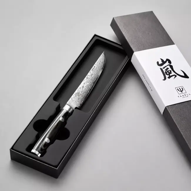 Yaxell Ran Steakmes 11 cm – 69 Lagen Damaststaal – VG10 Staal – 61 HRC – Canvas-Micarta Heft