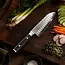 Yaxell Ran Santoku Koksmes 16,5cm met Kuiltjes – 69 Lagen Damaststaal – VG10 Staal – 61 HRC – Canvas-Micarta Heft