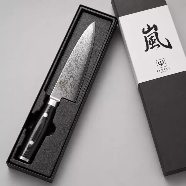 Yaxell Ran Koksmes 15,5 cm – 69 Lagen Damaststaal – VG10 Staal – 61 HRC – Canvas-Micarta Heft