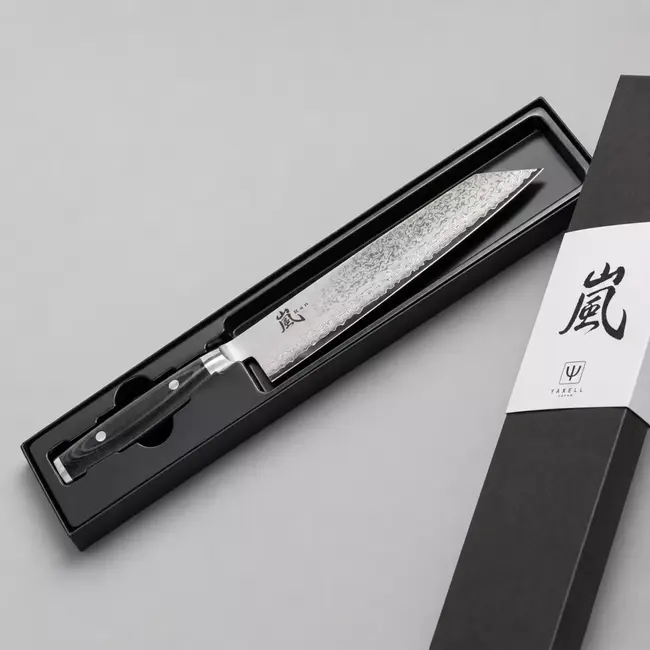 Yaxell Ran Kiritsuke 20 cm – 69 Lagen Damaststaal – VG10 Staal – 61 HRC – Canvas-Micarta Heft