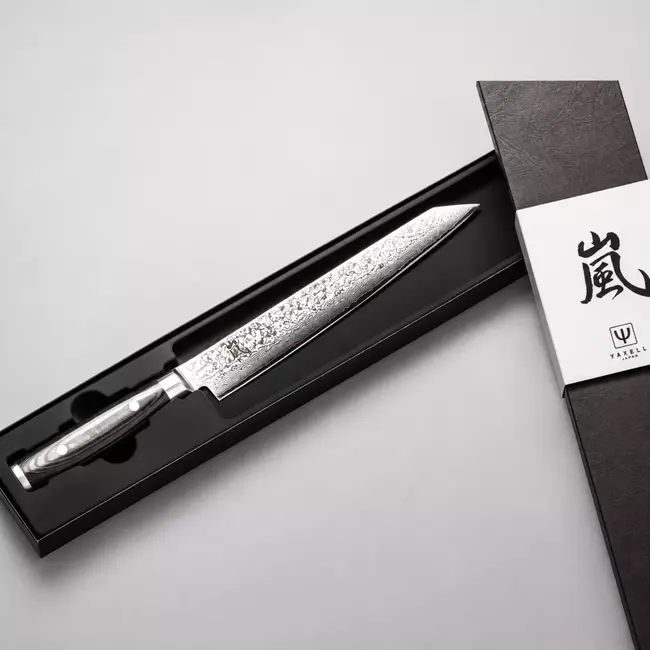 Yaxell Ran Sujihiki 25,5 cm – Sushimes / Fileermes – 69 Lagen Damaststaal – VG10 Staal – 61 HRC – Canvas-Micarta Heft