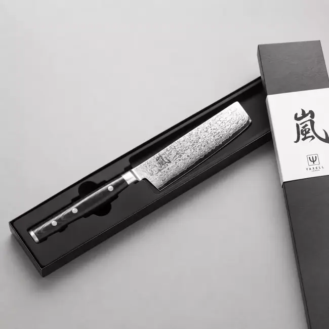 Yaxell Ran Nakiri Koksmes 16,5 cm – 69 Lagen Damaststaal – VG10 Staal – 61 HRC – Canvas-Micarta Heft