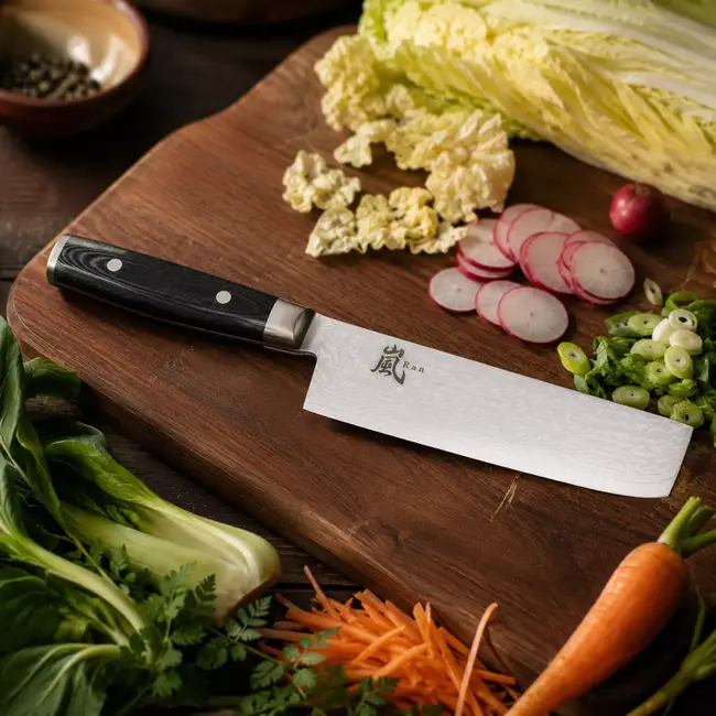 Yaxell Ran Nakiri Koksmes 16,5 cm – 69 Lagen Damaststaal – VG10 Staal – 61 HRC – Canvas-Micarta Heft