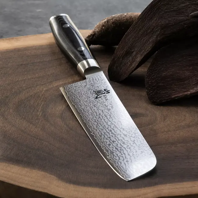Yaxell Ran Nakiri Koksmes 16,5 cm – 69 Lagen Damaststaal – VG10 Staal – 61 HRC – Canvas-Micarta Heft