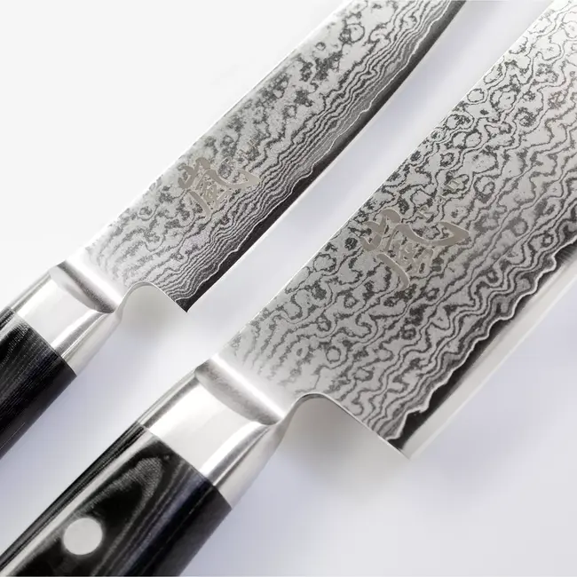 Yaxell Ran Messenset – Giftset – 2-delig – Santoku 16,5 cm & Universeelmes 12 cm – 69 Lagen Damaststaal – VG10 Staal – 61 HRC – Canvas-Micarta Heft