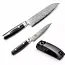 Yaxell Ran Messenset – Giftset – 3-delig – Messenlijper met Santoku Mes 16,5 cm en Universeelmes 12 cm - 69 Lagen Damaststaal – VG10 Staal – 61 HRC – Canvas-Micarta Heft
