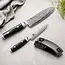 Yaxell Ran Messenset – Giftset – 3-delig – Messenlijper met Santoku Mes 16,5 cm en Universeelmes 12 cm - 69 Lagen Damaststaal – VG10 Staal – 61 HRC – Canvas-Micarta Heft