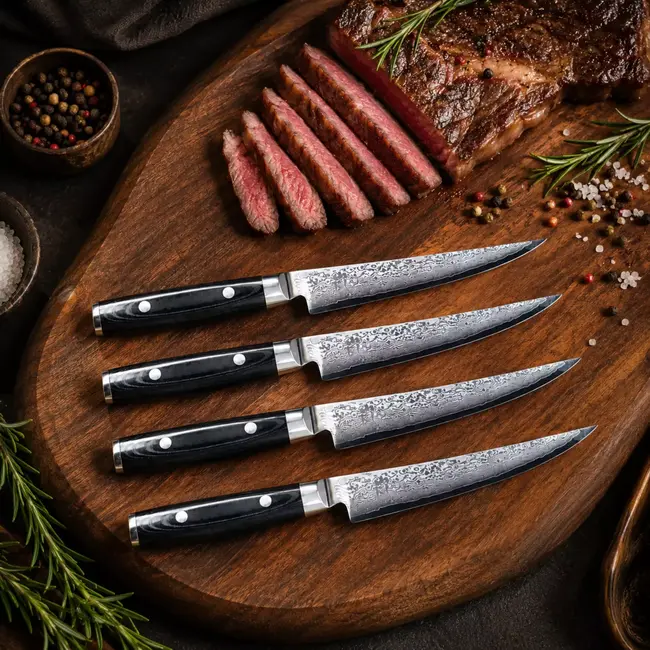 Yaxell Ran Steak Set 4-delig - VG10 Japans Damaststaal
