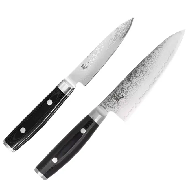 Yaxell Ran – 2-delige Messenset – Koksmes 15,5 cm & Schilmes 10 cm – 69 Lagen Damaststaal – VG10 – Micarta Heft