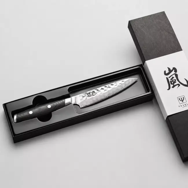 Yaxell Tsuchimon Universeelmes 12 cm – VG10 Staal – Gehamerd Lemmet – Micarta Heft