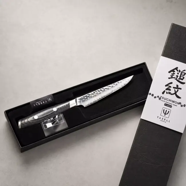 Yaxell Tsuchimon Steakmes 11 cm – VG10 Staal – Gehamerd Lemmet – Micarta Heft