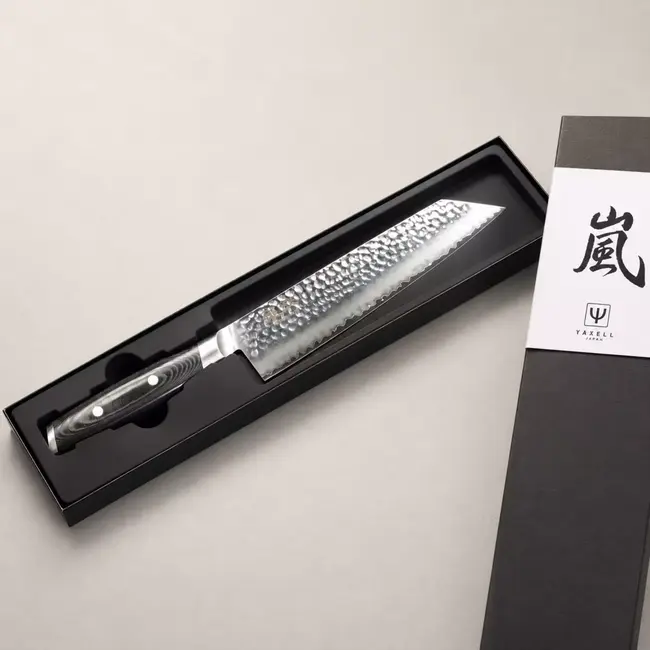 Yaxell Tsuchimon Kiritsuke Koksmes 20 cm – VG10 Staal – Gehamerd Lemmet – Micarta Heft