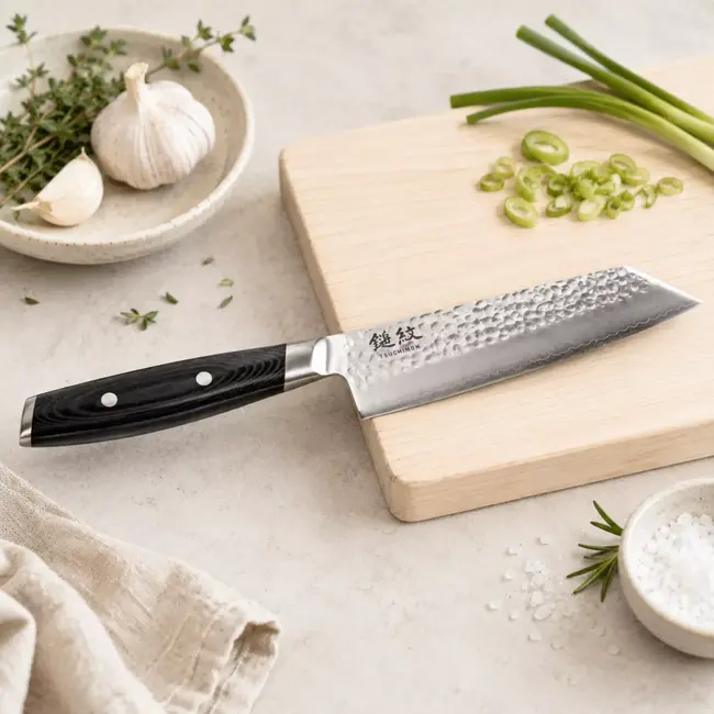 Yaxell Tsuchimon Kiritsuke Koksmes 20 cm – VG10 Staal – Gehamerd Lemmet – Micarta Heft