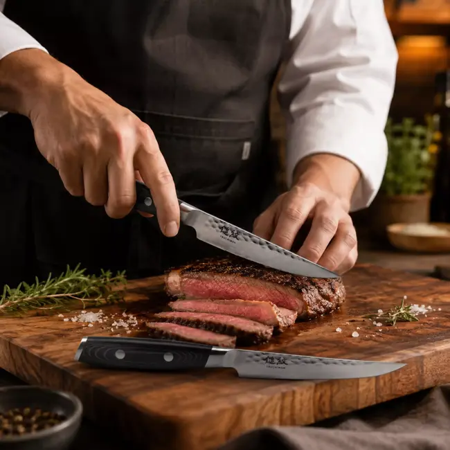 Yaxell Tsuchimon Steakmessenset – 2-delig – 3 Lagen Damaststaal – VG10 Staal – Canvas-Micarta Heft