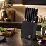 Yaxell Tsuchimon Messenset – 7-delig – Beukenhouten Messenblok met 6 Steakmessen – 3 Lagen Damaststaal – VG10 Staal – Canvas-Micarta Heft