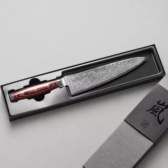 Yaxell Super Gou Koksmes 20 cm – 161 Lagen Damaststaal – SG2 Staal – 63 HRC – Canvas-Micarta Heft