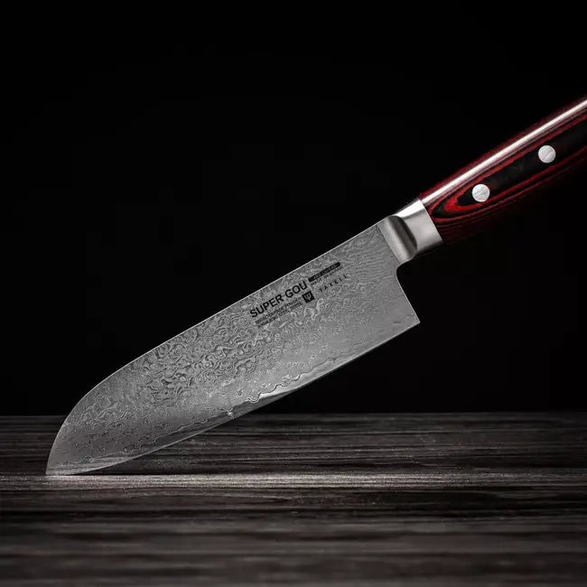 Yaxell Super Gou Santoku Koksmes 16,5 cm – 161 Lagen Damaststaal – SG2 Staal – 63 HRC – Canvas-Micarta Heft
