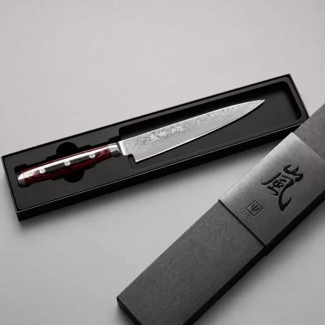 Yaxell Super Gou Vleesmes 18 cm – 161 Lagen Damaststaal – SG2 Staal – 63 HRC – Canvas-Micarta Heft