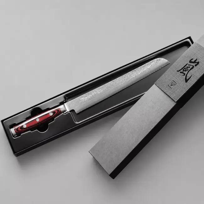 Yaxell Super Gou Broodmes 23 cm – 161 Lagen Damaststaal – SG2 Staal – 63 HRC – Canvas-Micarta Heft