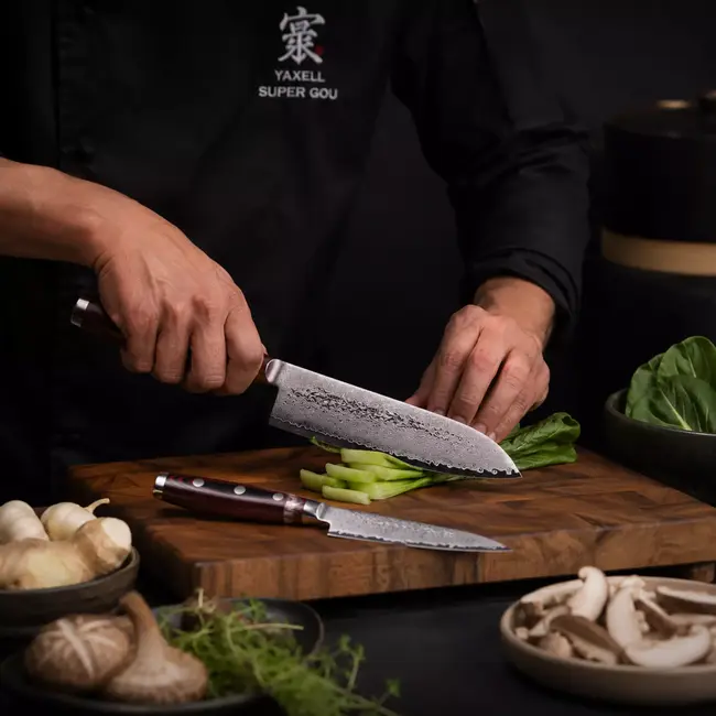 Yaxell Super Gou Messenset – Giftset – 2-delig – Universeelmes 12 cm & Santoku mes 16,5 cm – 161 Lagen Damaststaal – SG2 Staal – 63 HRC – Canvas-Micarta Heft