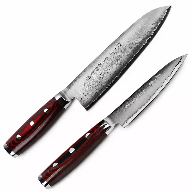 Yaxell Super Gou Messenset – Giftset – 2-delig – Koksmes 20 cm & Universeelmes 12 cm – 161 Lagen Damaststaal – SG2 Staal – 63 HRC – Canvas-Micarta Heft