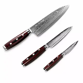 Yaxell Super Gou Messenset – Giftset – 3-delig – Koksmes 20 cm, Universeelmes 12 cm & Schilmes 8 cm – 161 Lagen Damaststaal – SG2 Staal – 63 HRC – Canvas-Micarta Heft