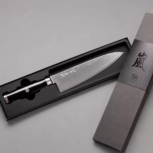 Yaxell Super Gou Ypsilon Koksmes 20 cm – 193 Lagen Damaststaal – SG2 Staal – 63 HRC – Canvas-Micarta Heft – Japan