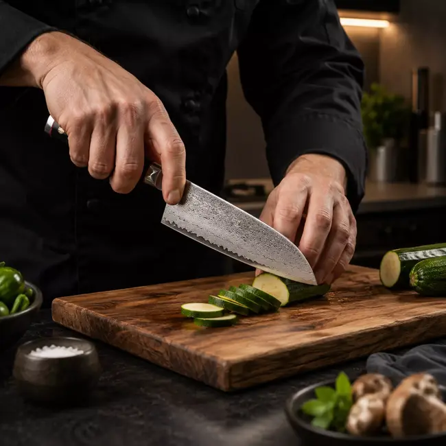 Yaxell Super Gou Ypsilon Santoku mes 16,5 cm – 193 Lagen Damaststaal – SG2 Staal – 63 HRC – Canvas-Micarta Heft – Japan