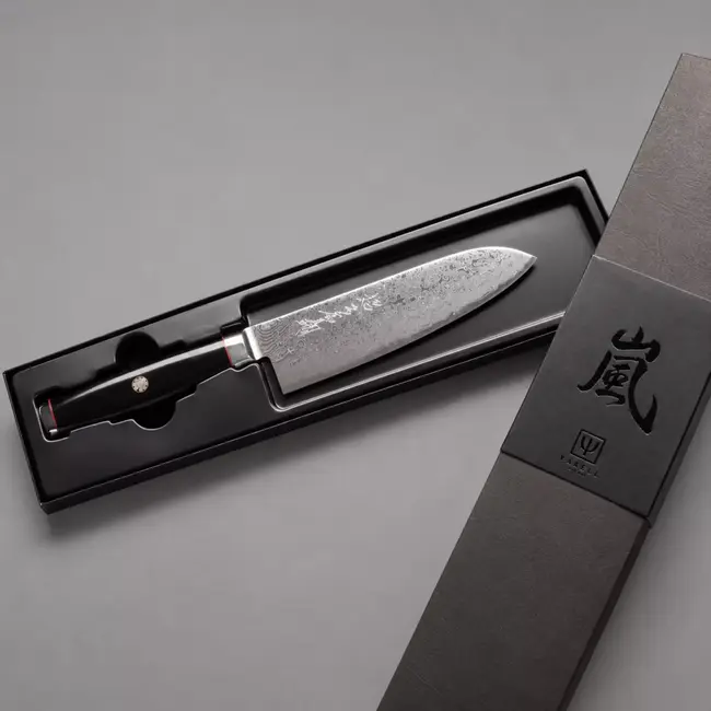 Yaxell Super Gou Ypsilon Santoku mes 16,5 cm – 193 Lagen Damaststaal – SG2 Staal – 63 HRC – Canvas-Micarta Heft – Japan