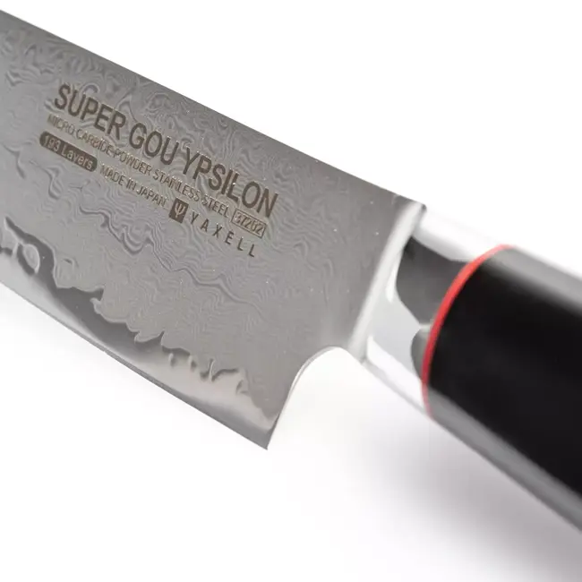 Yaxell Super Gou Ypsilon Universeelmes 12 cm – 193 Lagen Damaststaal – SG2 Staal – 63 HRC – Canvas-Micarta Heft – Japan