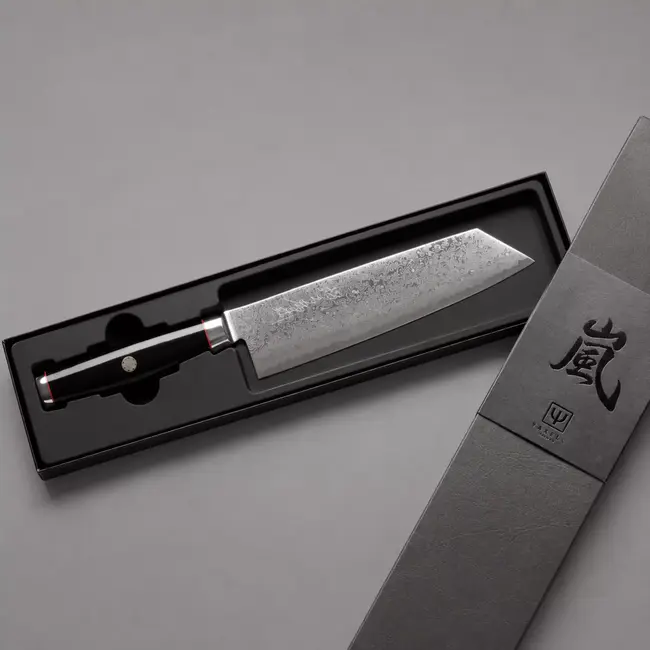 Yaxell Super Gou Ypsilon Kiritsuke Koksmes 20 cm – 193 Lagen Damaststaal – SG2 Staal – 63 HRC – Canvas-Micarta Heft – Japan