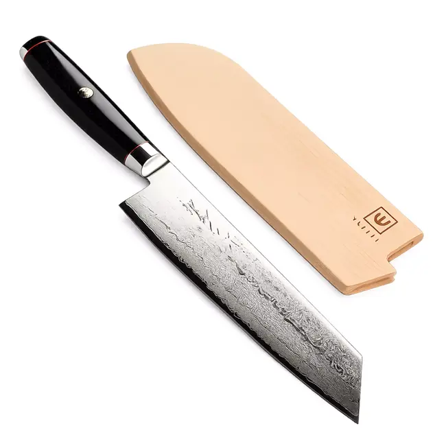 Yaxell Super Gou Ypsilon Kiritsuke Koksmes 20 cm – 193 Lagen Damaststaal – SG2 Staal – 63 HRC – Canvas-Micarta Heft – Japan