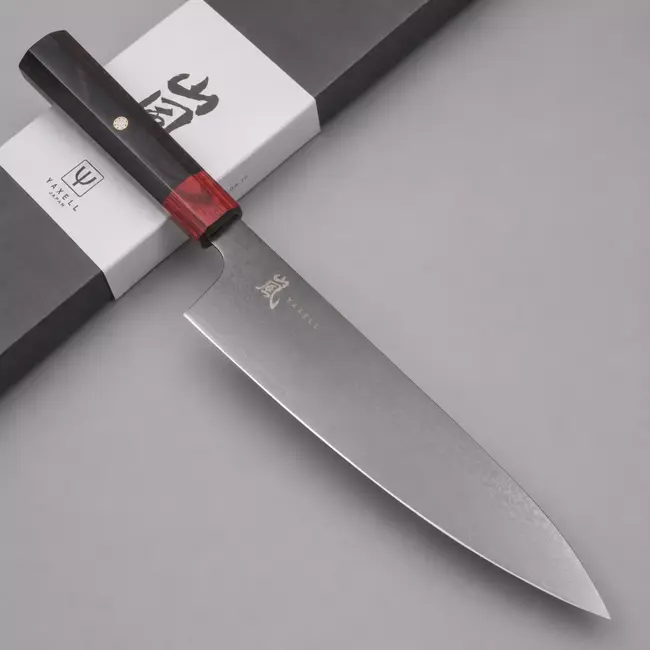 Yaxell Rei Koksmes 20 cm – 69 Lagen Damaststaal – VG10 Damaststaal – 61 HRC – Pakkahout Heft