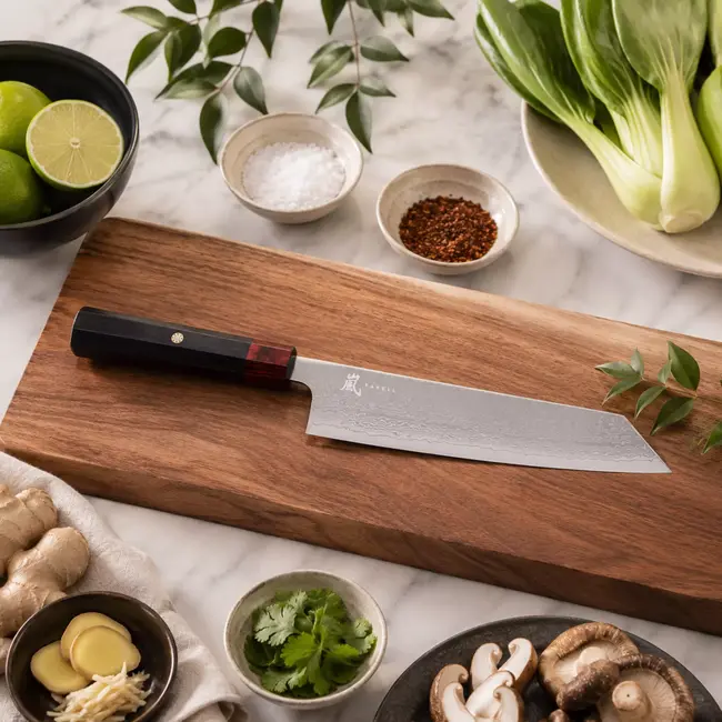 Yaxell Rei Kiritsuke mes 20 cm – 69 Lagen Damaststaal – VG10 Damaststaal – 61 HRC – Pakkahout Heft