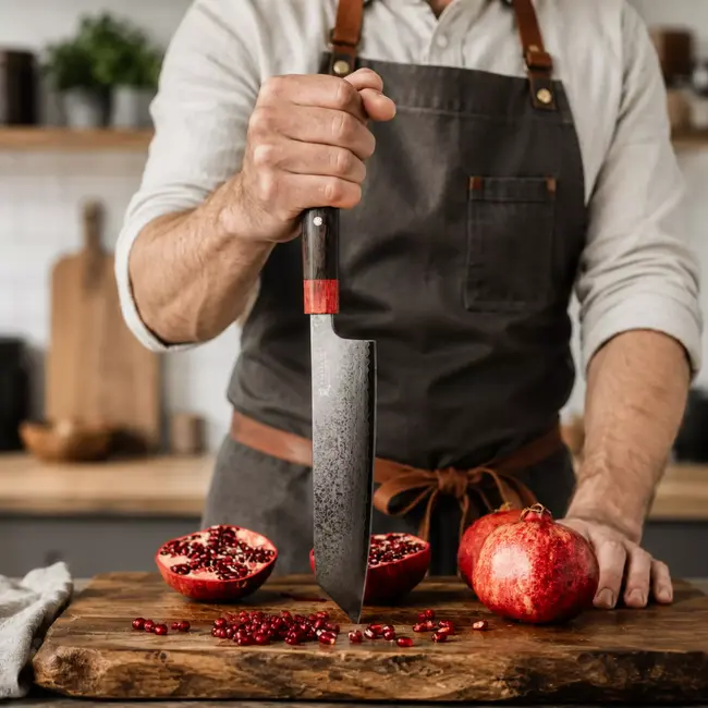 Yaxell Rei Kiritsuke mes 20 cm – 69 Lagen Damaststaal – VG10 Damaststaal – 61 HRC – Pakkahout Heft