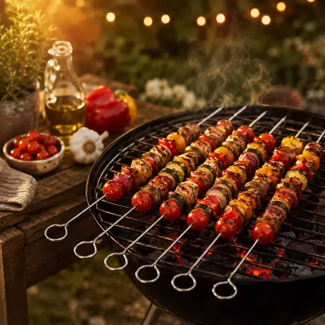 Triangle RVS Grillspies Set 6 Stuks – Herbruikbare BBQ Spiesen 27 cm, Vaatwasmachinebestendig
