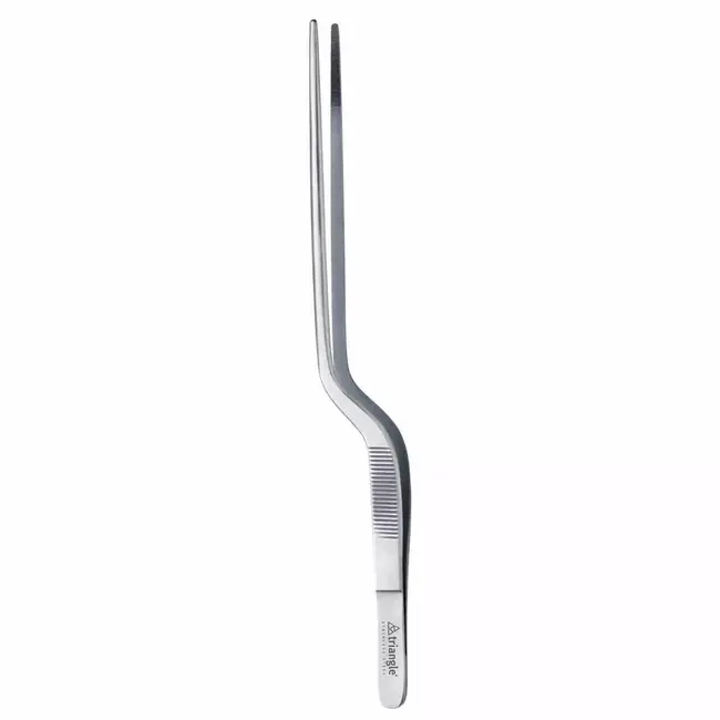 Triangle RVS decoratiepincet/garneerpincet  21 cm dubbel gebogen voor nauwkeurig garneren