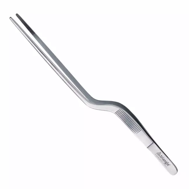 Triangle Dubbel Gebogen Keukenpincet 14 cm van Edelstaal voor Nauwkeurig Opmaken van Gerechten