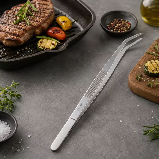 Triangle Grillpincet Gebogen 34,5 cm RVS voor BBQ en Koken