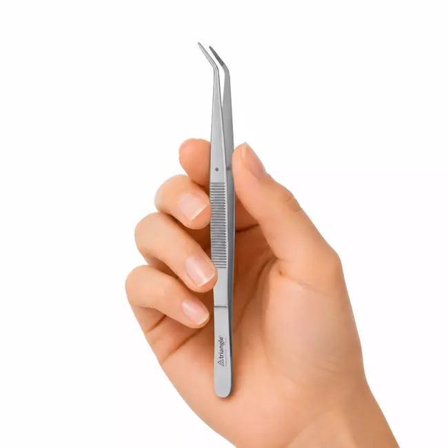 Triangle Gebogen Keukenpincet 15 cm RVS voor Garneren en Serveren