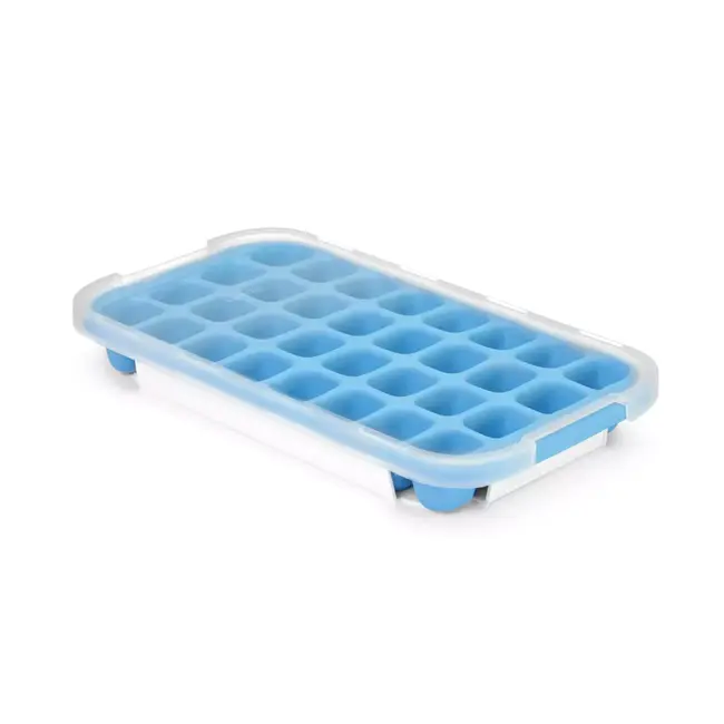 BarUp IJsblokjesvorm met deksel – zacht rubber – 32 blokjes – blauw – 335x180 mm