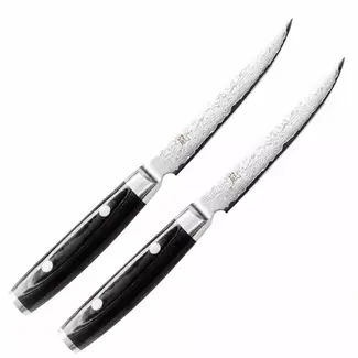 Yaxell Ran Steakmessenset – 2-delig – Giftset – 69 Lagen Damaststaal – VG10 Staal – 61 HRC – Canvas-Micarta Heft