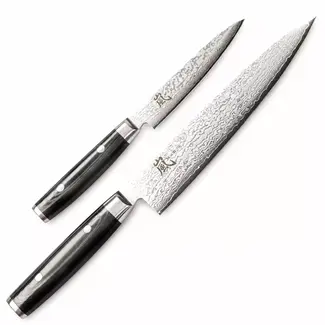 Yaxell Ran Messenset – Giftset – 2-delig – Koksmes 20 cm & Universeelmes 12 cm – 69 Lagen Damaststaal – VG10 Staal – 61 HRC – Canvas-Micarta Heft