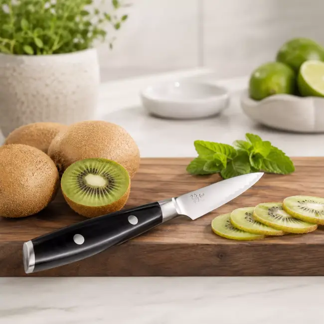 Yaxell Schilmes - roestvrij staal, drielagig lemmet - 10 cm - precisiesnijwerk en schillen - zwarte greep - voor groente en fruit